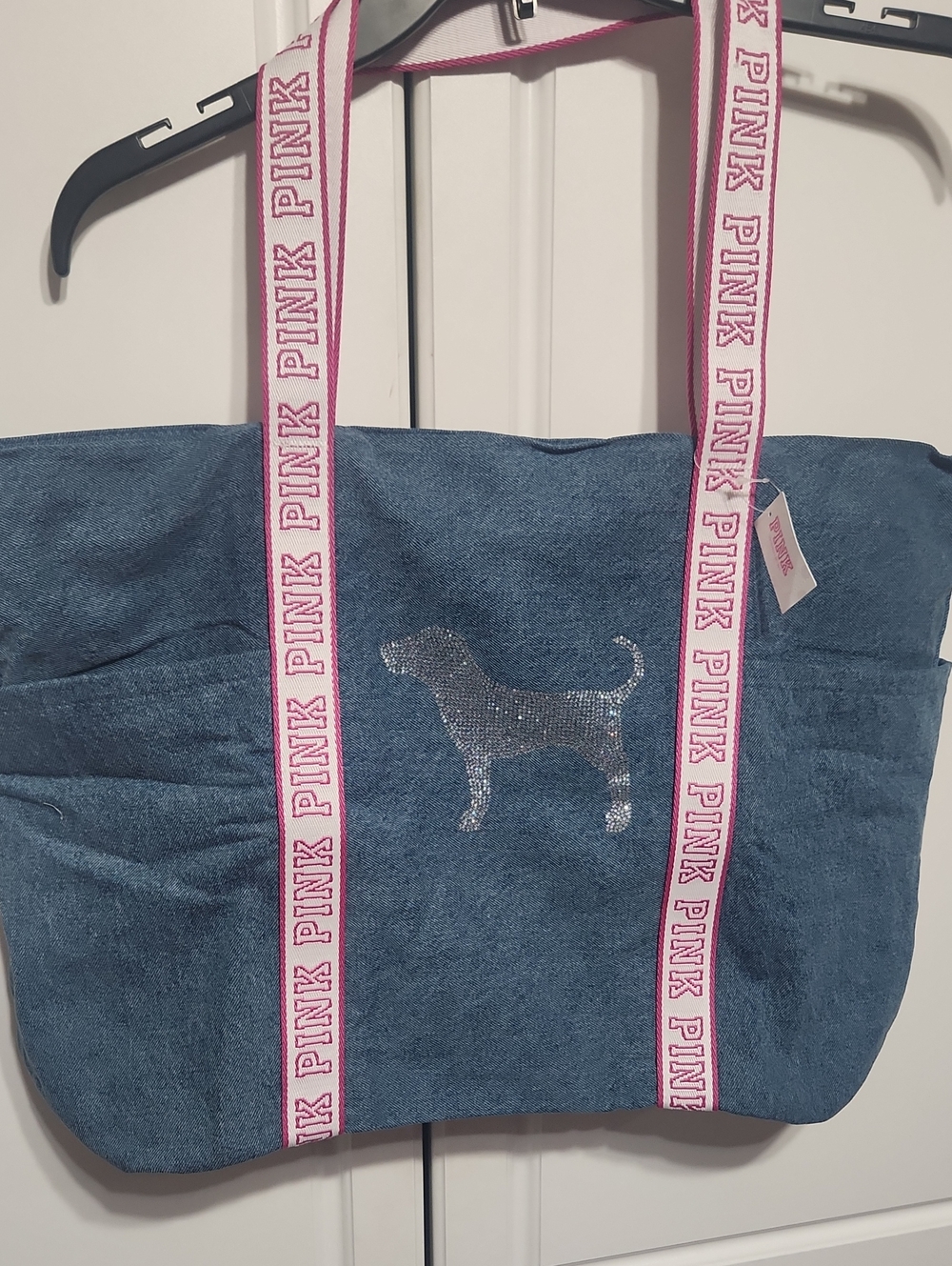 PINK Victoria's Secret Denim Dog Tote Bag